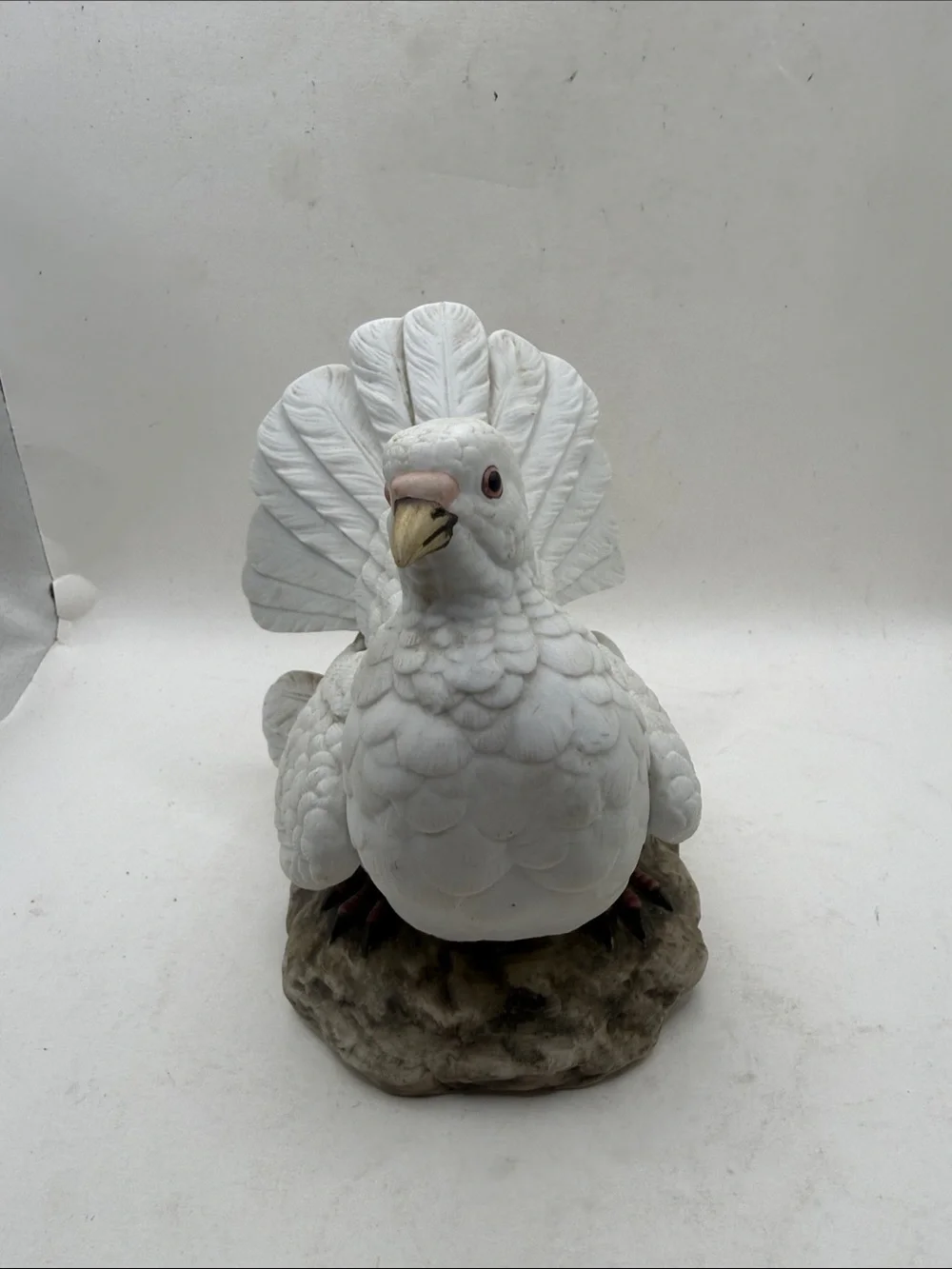 Vtg Andrea Sadek Fan Tail Dove Porcelain Figurine White Bird Statue Collectible